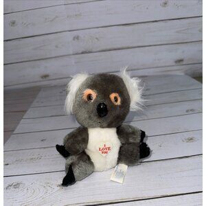 Vintage C.A. Australia Toys Gray Grey Koala Bear 6" Plush Toy - "Love You" Heart